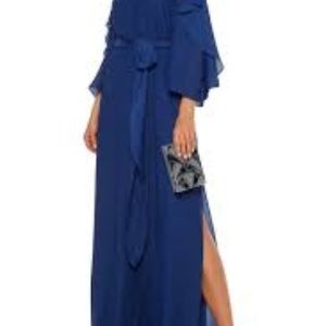 HALSTON HERITAGE - Flounce Could Shoulder Gown
